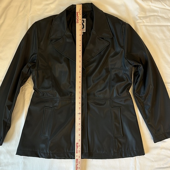CS Signature Polyvinyl Polyester Rain Jacket Coat Blazer Womens Black Large NWOT - Picture 5 of 12